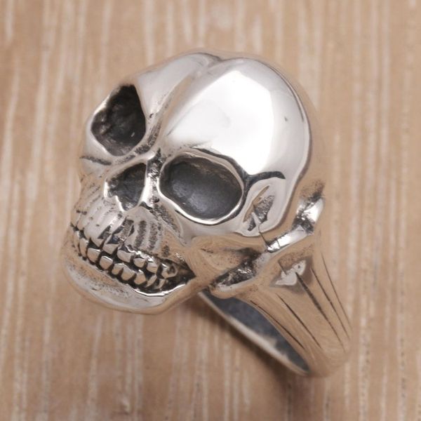 Alternate image for Mens Artisan Crafted Silver Ring Lunar Skull