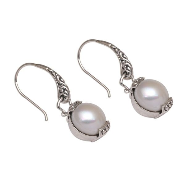 Alternate image for Moon Inspired Handmade 925 Silver Cultured Pearl Earrings Purnama Moon