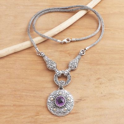 Alternate image for Ornate Amethyst Necklace with 18k Gold Accents Badung Wreath