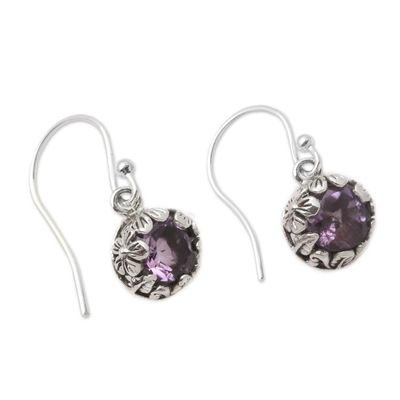 Alternate image for Petite Amethyst Floral Earrings in Sterling Silver Petite Frangipani Flowers