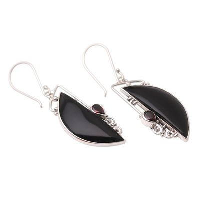 Alternate image for Garnet and Sterling Silver Crescent Dangle Earrings Cupids Arrow