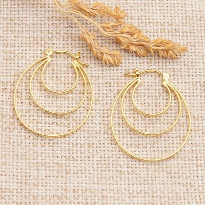 Alternate image for High-Polished Modern 18k Gold-Plated Hoop Earrings Hypnotizing Victory