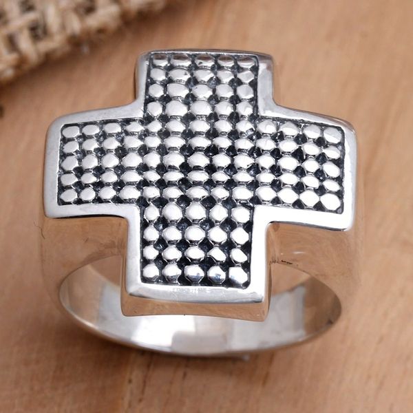 Alternate image for Mens Sterling Cross Ring Saving Grace