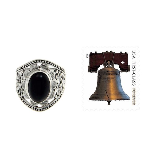 Alternate image for Unique Sterling Silver and Onyx Cocktail Ring Frangipani Mystery