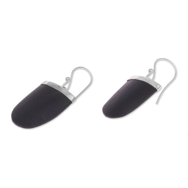 Alternate image for Sterling Silver and Black Lava Stone Dangle Earrings Dark Empress