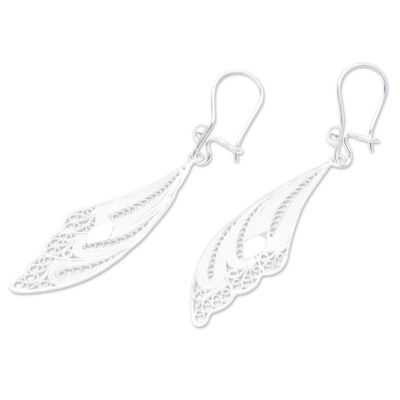 Alternate image for Sterling Silver Filigree Bird Earrings Wings