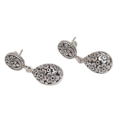 Alternate image for Sterling Silver Jasmine Flower Dangle Earrings from Bali Jasmine Shell