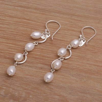 Alternate image for Wavy Cultured Pearl Dangle Earrings from Bali Heavenly Trail
