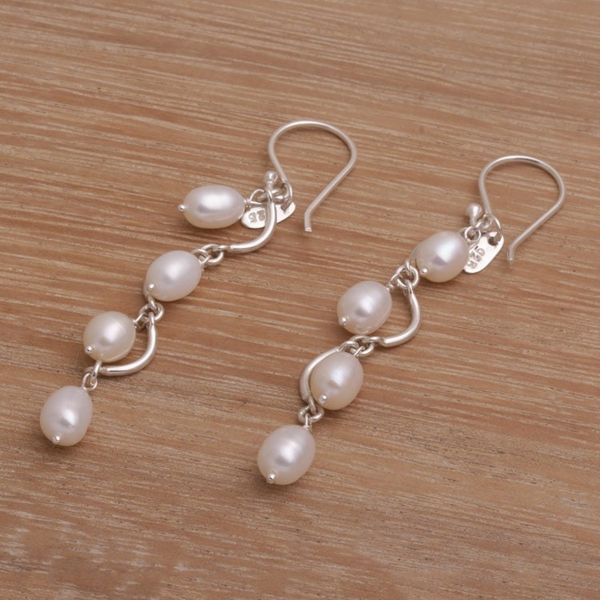 Alternate image for Wavy Cultured Pearl Dangle Earrings from Bali Heavenly Trail