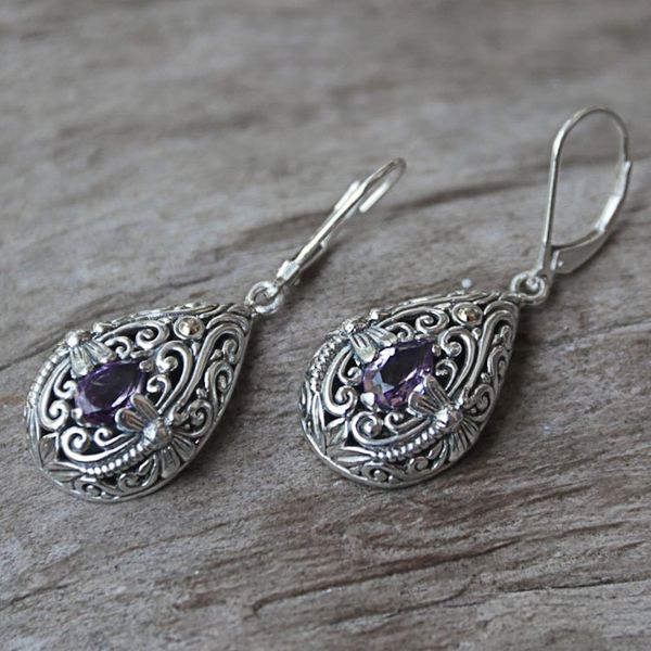 Alternate image for Sterling Silver and Amethyst Dragonfly Dangle Earrings Dragonfly Duet