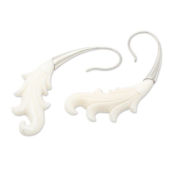 Alternate image for Polished Sterling Silver Drop Earrings Handcrafted in Bali Heavenly Soul