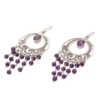 Alternate image for Amethyst Spiral Chandelier Earrings by Bali Artisans Spiral Halos