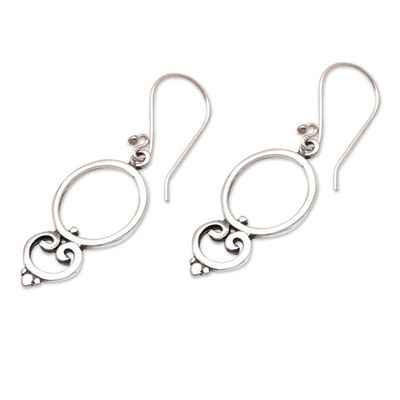 Alternate image for Loop Pattern Sterling Silver Dangle Earrings from Bali Nice Loops