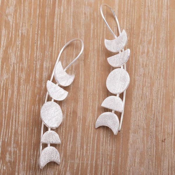 Alternate image for Moon-Inspired Sterling Silver Drop Earrings from Bali Moon Time