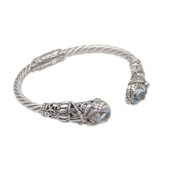 Alternate image for Sterling Silver Dragonfly Blue Topaz Cuff Bracelet Dragonfly Lake