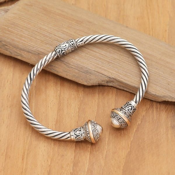 Alternate image for Traditional 18k Gold-Accented Sterling Silver Cuff Bracelet Paradisiacal Harmony