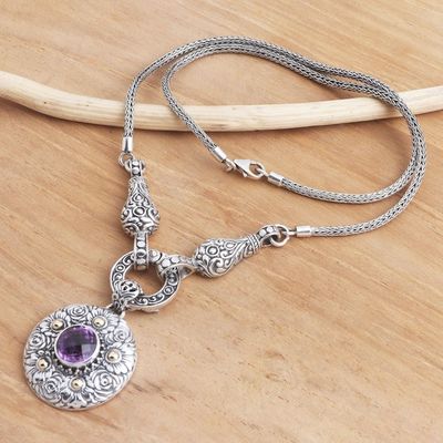 Alternate image for Ornate Amethyst Necklace with 18k Gold Accents Badung Wreath