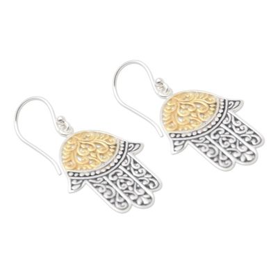 Alternate image for Gold-Accented and Sterling Silver Dangle Earrings Golden Protection