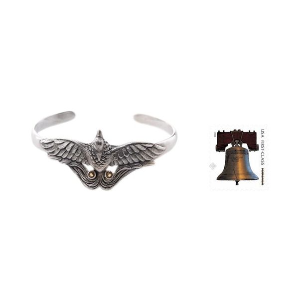 Alternate image for Artisan Crafted Bird Theme Citrine and Silver Cuff Bracelet Bird of Paradise