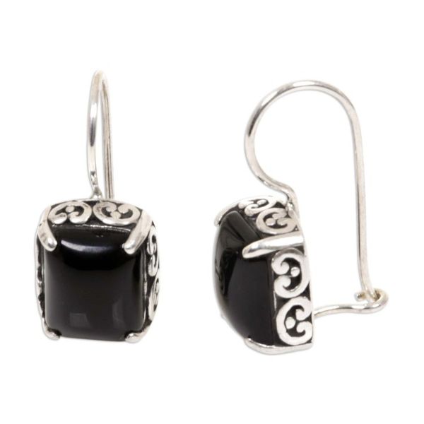 Alternate image for Sterling Silver Onyx Drop Earrings Imagine