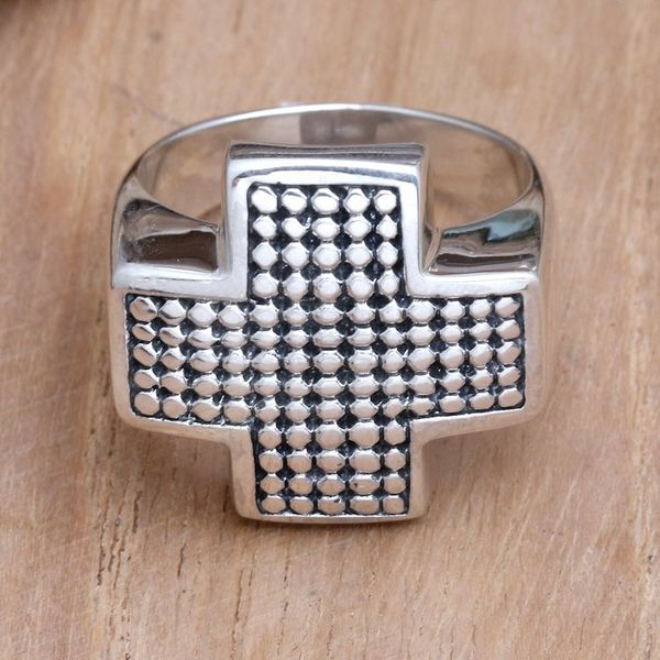 Alternate image for Mens Sterling Cross Ring Saving Grace