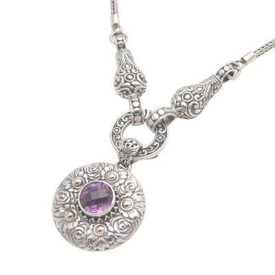 Alternate image for Ornate Amethyst Necklace with 18k Gold Accents Badung Wreath