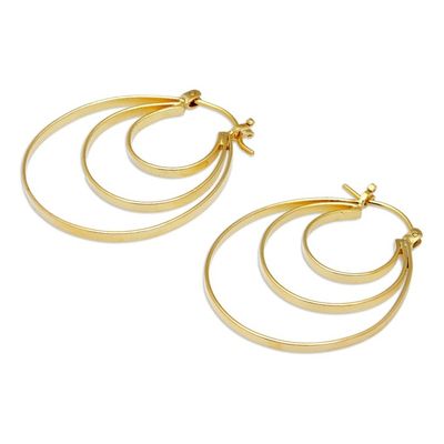 Alternate image for High-Polished Modern 18k Gold-Plated Hoop Earrings Hypnotizing Victory