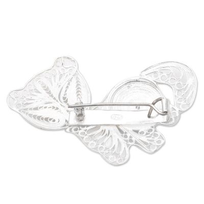 Alternate image for Sterling Silver Filigree Kitten Brooch from Java Intricate Kitten