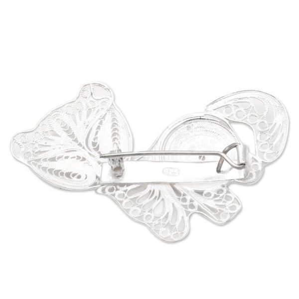Alternate image for Sterling Silver Filigree Kitten Brooch from Java Intricate Kitten