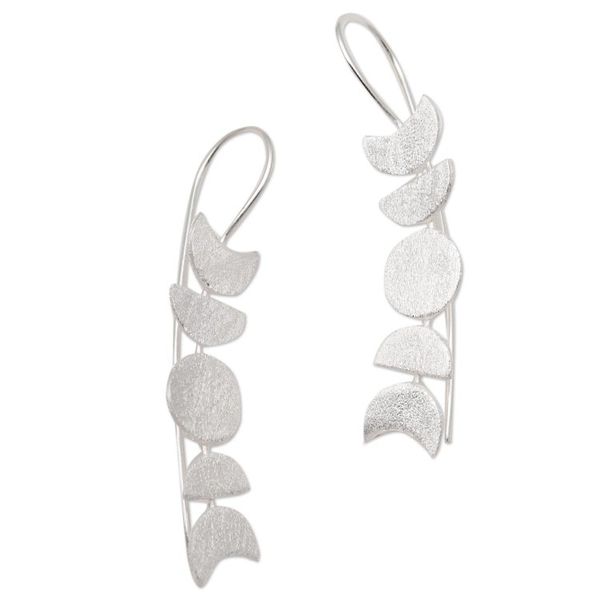 Alternate image for Moon-Inspired Sterling Silver Drop Earrings from Bali Moon Time