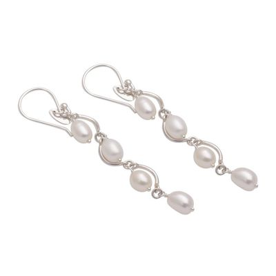Alternate image for Wavy Cultured Pearl Dangle Earrings from Bali Heavenly Trail