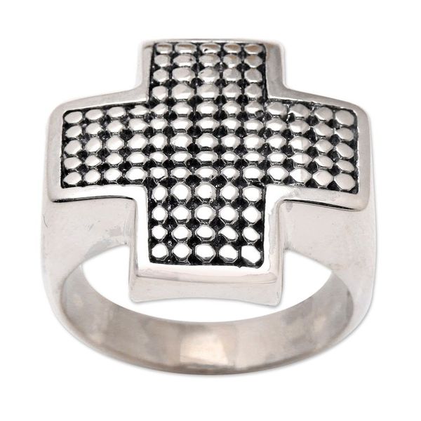 Alternate image for Mens Sterling Cross Ring Saving Grace