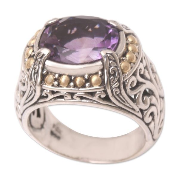 Alternate image for Sterling and Amethyst Ring with 18k Gold Majestic Touch