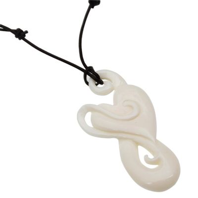 Alternate image for Handcrafted Heart-Shaped Bone Pendant Necklace from Bali Untouched Heart