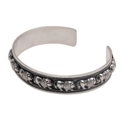 Alternate image for Sterling Silver Lion Motif Cuff Bracelet from Bali Lion Parade