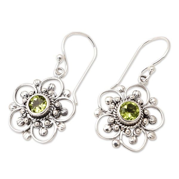 Alternate image for Handcrafted Floral Peridot Dangle Earrings Natures Gift