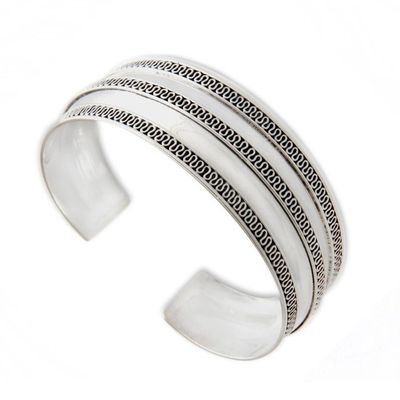 Alternate image for Modern Sterling Silver Cuff Bracelet Balinese Ruffles