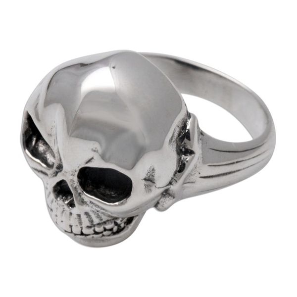 Alternate image for Mens Artisan Crafted Silver Ring Lunar Skull
