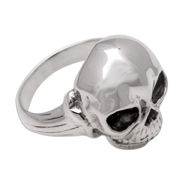 Alternate image for Mens Artisan Crafted Silver Ring Lunar Skull