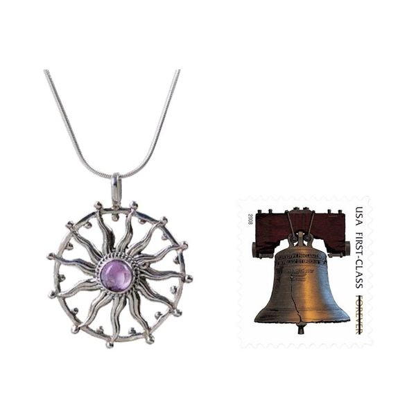 Alternate image for Unique Silver and Amethyst Necklace Sun Spirit
