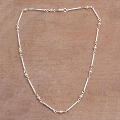 Alternate image for High-Polish 925 Sterling Silver Link Necklace from Bali Luminous Rods