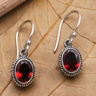 Alternate image for Handcrafted Sterling Silver and Garnet Dangle Earrings Soft Music in Red