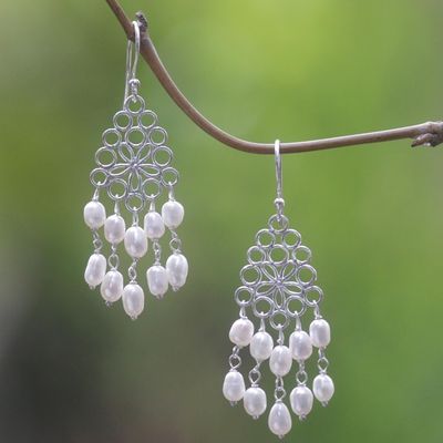 Alternate image for Cultured Pearl Chandelier Earrings Made in Indonesia Flower Nectar