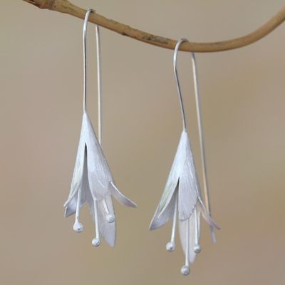 Alternate image for Floral Sterling Silver Drop Earrings from Bali Light Blossom