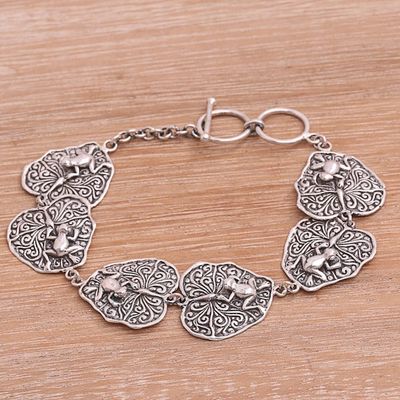 Alternate image for Sterling Silver Link Bracelet with Frogs Lily Pad Frogs