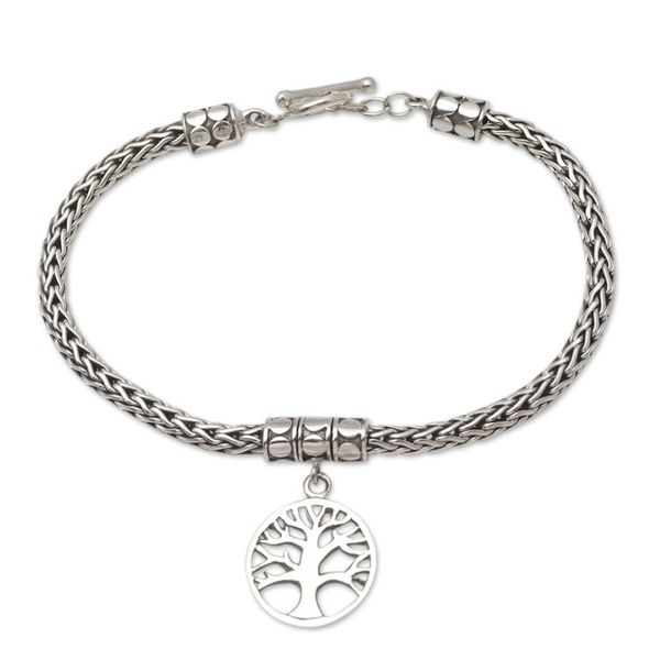 Alternate image for Hand Crafted Sterling Silver Charm Bracelet from Bali Tall Tree in Silver