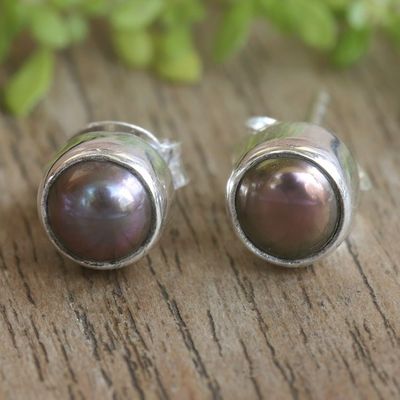 Alternate image for Petite Sterling Silver Stud Earrings with Cultured Pearls Petite Chic