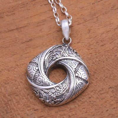 Alternate image for Songket Pattern Sterling Silver Pendant Necklace from Bali Gallant Songket