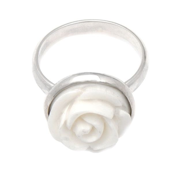 Alternate image for Minimalist Rose-Themed Sterling Silver Cocktail Ring Gentle Rose