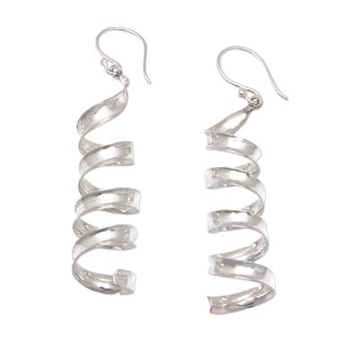 Alternate image for High Polished Serpentine Sterling Silver Dangle Earrings Flowing Goddess